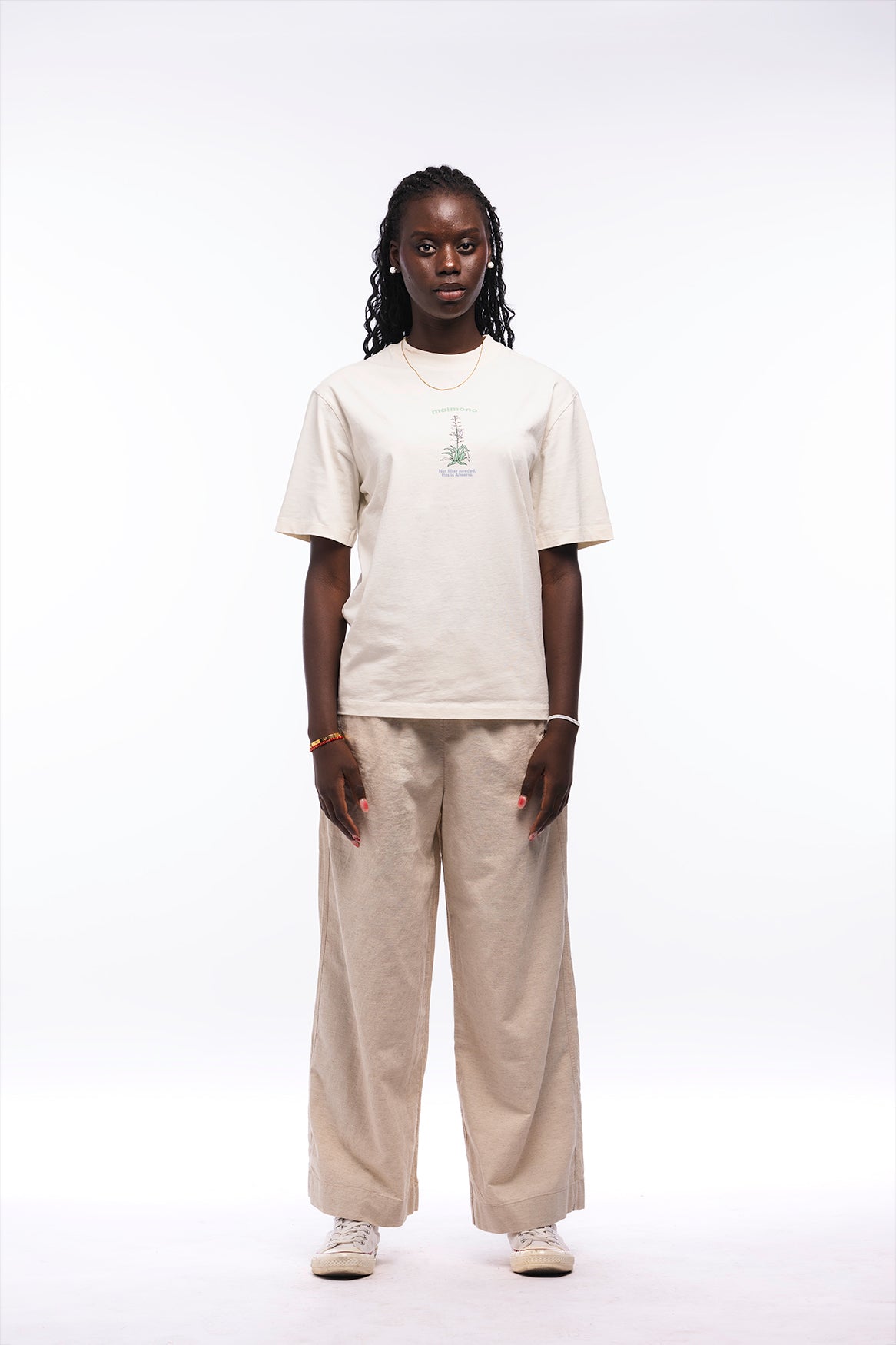 Pantalón Wide Lino Beige
